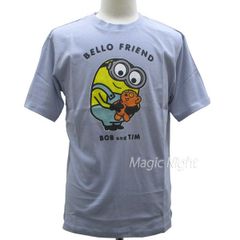 미니언즈 T 셔츠 BELLOFRIEND 보라색 [괴도 글루 USJ 애니메이션 캐릭터 반소매 T 셔츠 맨즈 레이디스 어른용 퍼플 그레이가 달린 얇은 보라색] SML LL 사이즈