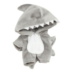 (gray) ジャンプスーツ　カバーオール　着せ替え　綿人形　アクセサリー サメ 服　恐竜 ぬいぐるみ niannyyhouse　10cm