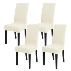 ホワイト_4枚セット 椅子カバー チェアカバー 4枚 ダイニング 防水性 伸縮素材 耐久性 汚れ防止 加厚 洗える 家庭 ホテル ウェディング 結婚式洗える 取り外し