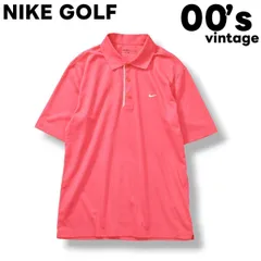 【テック系】 00s ナイキ ゴルフ NIKE GOLF 刺繍ロゴ 半袖 ポロシャツ L ピンク メンズ