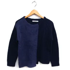 ガリャルダガランテ GALLARDAGALANTE ニット セーター シャギー ウール混 リブ アシンメトリー ボートネック 長袖 F 紺 ネイビー /NT33