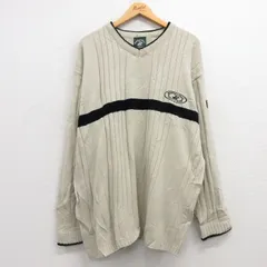 XL/古着 ビバリーヒルズ ポロクラブ 長袖 セーター メンズ ワンポイントロゴ 大きいサイズ Vネック 薄ベージュ他 カーキ 25feb03 中古 ニッ