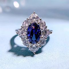 新作 豪華サファイアジルコンリング 5.00ct S925 18KG 11号 - メルカリ