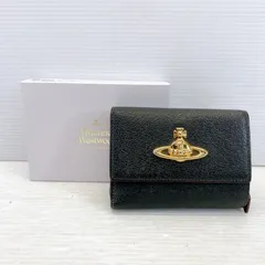 ■Vivienne Westwood ヴィヴィアンウエストウッド  三つ折り財布 3318C931 BK オーブロゴ金具付 レザーウォレット  ブラック 良品■