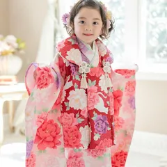 【猫と芍薬・桃×赤】ジャガードプリント被布セット TAK キッズ キャサリンコテージ