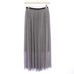 スタニングルアー STUNNING LURE チュールスカート フレア ギャザー イージー マキシ ロング ウエストゴム M グレー タグ付き /BB