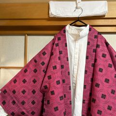 メンズ　着物　羽織　和風　和モダン　ビッグサイズ　ビッグシルエット　かっこいい　カジュアル着物　和洋折衷　和モード　和洋ミックスコーデ　ピンク系　ピンクｘブラック　まとめ売り2点セット