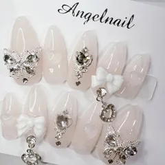 ネイルチップ　オーダーネイル　ワンホンネイル　韓国ネイル　清楚系　量産型　地雷系　キラキラネイル　フラッシュネイル　オタク　推しネイル　ちゅるん　中華　リボンネイル　蝶々　透け感ネイル