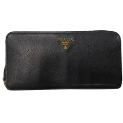 ♪3347 PRADA プラダ SAFFIANO METAL サフィアーノ メタル  ラウンドファスナー長財布 1ML506 黒 中古