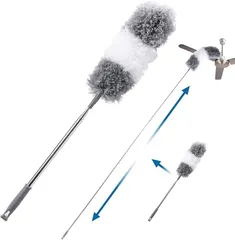 Eyliden ほこり取り ホコリ掃除 ホコリ取り ほこり払い ダスター はたき ハンディモップ 最長280cmまで 長さ調整可能 伸縮タイプ 本棚 車 ブラインド エアコン 高所掃除 手洗い可能 ガラス掃除 軽量(グレー,  Medium)