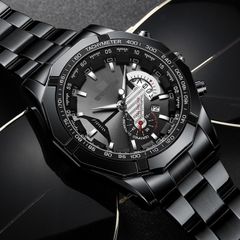 新品 クロノグラフ GENEVA 腕時計メンズ ラグジュアリーブラック黒
