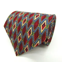 エルメネジルドゼニア ブランド ネクタイ 幾何学模様 チェック柄 シルク PO メンズ レッド Ermenegildo Zegna 世界最高峰 【中古】