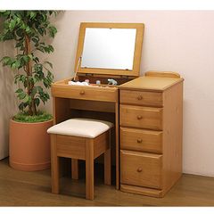 新品・未開封・国産品：ドレッサー「グッピー」パイン色　鏡台　デスクタイプ　回転鏡