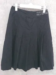 ◇ LAURA ASHLEY ローラ アシュレイ コーデュロイ 膝丈 プリーツ スカート サイズ7 ブラック レディース 【中古】 【1002801076832】