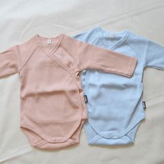 《COODO》リブ　ボディ肌着 68サイズ 水色／ KIMONO bodysuit (LONGSLEEVE)_babyblue
