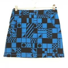 ★SALE価格★【超美品】ニューバランスゴルフ スカート ブルー×黒 総柄 レディース 0(S) ゴルフウェア New Balance