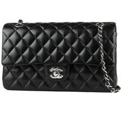 CHANEL/シャネル　11.12 クラシック マトラッセ Wチェーンショルダーバッグ25　ラムスキン　ブラック×シルバー金具　A01112　ランダム番【未使用品】