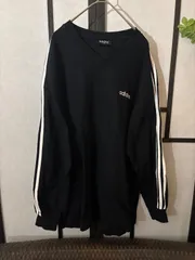 【80s】adidas sweatshirt tee アディダス スウェット ロンｔ Vネック  万国旗タグ tシャツ ヴィンテージ ビンテージ サーフ surf スケーター ストリート ダンス ダンサー DJ ブレイキング