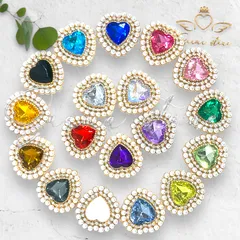 ee パール & ビジュー ゴールド ハート ストーン 27mm 2個 センターパーツ