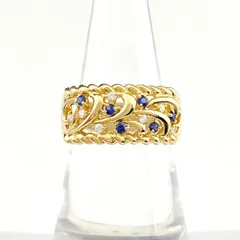 ランバン LANVIN サファイア デザインリング YG イエローゴールド 指輪 メレダイヤ リング 13.5号 750 サファイア ダイヤモンド レディース 【中古】のサムネイル