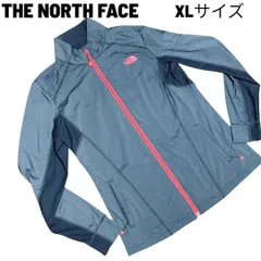 ノースフェイス トラックジャケット XLサイズ 吸汗速乾 ブルーグレー×ピンク 伸縮 通気メッシュ切替 フルジップ ラグラン ランニング ハイキング 軽量ストレッチジャケット ジャージ