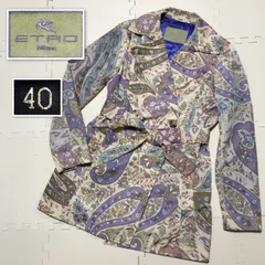 YU様38 Mサイズ エトロ チェスターコートロング丈ベロアペイズリー