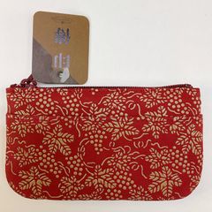 新品未使用品 甲州印伝【小銭入れ ぶどう柄 赤×白漆】コインケース 小物入れ 鹿革 漆型染め 海外土産 日本皮工芸品 日本製