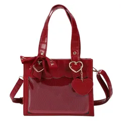 2WAY トート ミニ トートバッグ ハンドバッグ 可愛い ハート ロリータ ショルダー 小さめ ショルダーバッグ クロコ 痛バック クロコ柄 黒 痛バ 白 ブラック 痛バッグ ホワイト いたばっぐ [ハルジオ] いたばっく いたば