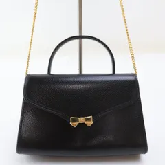 2504-54 ニナリッチ ショルダーバッグ ハンドバッグ 美品 NINA RICCI レザー製 ブラック 金金具