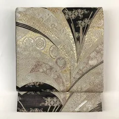 【新品未使用】 名古屋帯　吉祥文様　金糸 平和屋着物○九寸名古屋帯 跳び兎 吉祥花丸文 黒地 金糸 正絹