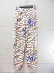 adidas アディダス イージーパンツ スウェットパンツ 総柄 ロゴ 裏パイル ベージュ系 Mサイズ