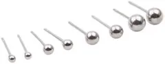 AREUM ボールピアス ８点セット ファーストピアス 軟骨 シンプル 両耳 2mm 3mm 4mm 5mm ステンレス素材 複数着け セット品 金属アレルギー対応 丸玉(シルバー,  中)