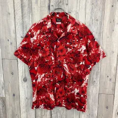 OLD Sears 70s シアーズ 半袖 花柄 オープンカラー アロハシャツ