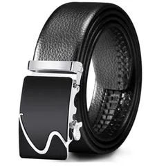 メンズベルト S字 《シルバー》 オートロック式 紳士 ベルト 穴なしサイズ調節 カット 本革 牛革 おしゃれ ビジネス カジュアル[定形外郵便、送料無料]