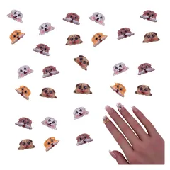 ネイルパーツ 犬 動物 8ｍｍ 顔 混色 100個 3Ｄ 立体 ぷっくり ミックス アニマル 樹脂 カボション レジン封入 デコパーツ ハンドメイド 手芸 パーツ BD3840