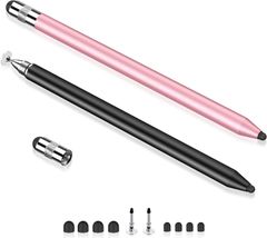 【迅速発送】MEKO 3 in 1 タッチペン 2本セット スタイラスペン 高感度 高精度 イラスト ツムツム ゲーム Apple iPad iPhoneタブレット Samsung Galaxy ブラック/ローズゴールド