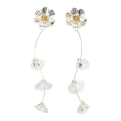 【シルバー×ピアス】[Cream dot. クリームドット公式] ピアス レディース   低アレルギー 揺れる  ヴィンテージ調 ウェーブ フラワー 花 花びら デイジー ボタニカル セミマット ロング 大人