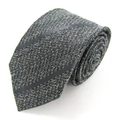 コムサメン ブランド ネクタイ ストライプ柄 チェック柄 格子柄 シルク ウール 日本製 PO メンズ グレー COMME CA MEN 【中古】