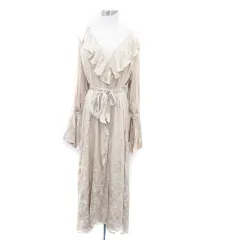 ローズバッド ROSE BUD カーディガン カシュクール フレアスリーブ ロング丈 リボンベルト付き F ライトベージュ /HO5