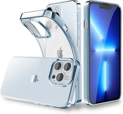 ORANGA iPhone 13 Pro 用 ケース 半透明 超耐衝撃 マット感 薄型 ドイツバイエル製TPU素材 20倍黄変防止 メッキ枠 ソフトケース 指紋防止 ワイヤレス充電 レンズ保護 6.1インチ アイフォン13 Pro 用カバー シエラブルー