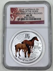 2014P Atralia S$1 NGC MS70 Year of the Hse Colized Early Release