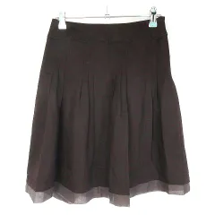 アプワイザーリッシェ Apuweiser-riche スカート フレア ミニ レース 薄手 タック シアー サイドファスナー 無地 1 茶 ブラウン ボトムス /T2