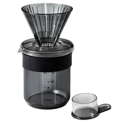 【人気商品】日本製 1～2杯用 コーヒーセット スプーン付き 満容量430ml 持ち運び ブラック コンパクト 割れにくい cafe 目盛り付き キャンプ nikii 全パーツ収納可 ドリッパー＆サーバー 樹脂製 食洗機 トライタン 電子レンジ 対応 アンドエ