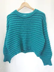 ◇ ⊆ SLY スライ ボーダーデザイン 長袖 ニット サイズF ターコイズブルー レディース E  【1506110011565】