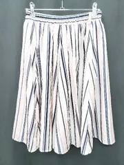 ◇ ◎Θ tocco closet マルチ ストライプ ウエストリボン 膝下 フレア スカート サイズ表記無し ピンク系 レディース P  【1409250003455】