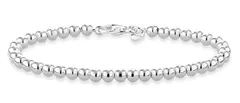 MiaBella 925スターリングシルバー イタリア製 ハンドメイド 4mm ビーズボールストランドチェーンブレスレット レディース 6.5 7 7.5 8インチ イタリア製 [ブレスレット]