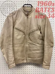 60s BATES レザージャケット シングル 白タグ ホワイトベージュ タロン 70's〜80's BATES モーターサイクルジャケット – 古着屋Top of