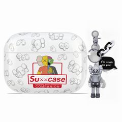 Pro Pro (AirPods ケース ケース Airpods Airpods 光沢のある生地 全面保護 White) 防塵 防水 耐衝撃 保護 付き リングロープ キーホルダー イヤホンケース TPU素材