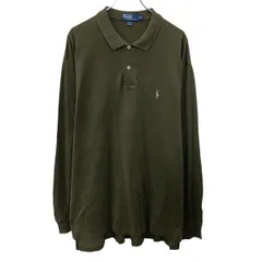 POLO RALPH LAUREN 長袖 ポロシャツ 2XL カーキ系 ポロラルフローレン ハーフボタン ペルー製 ポニー刺繍 古着卸 アメリカ仕入 a708-5033