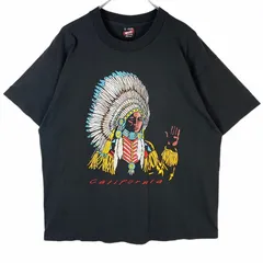 90sフルーツオブザルームFruit of The Loom BEST半袖Tシャツネイティブ・アメリカンCaliforniaカリフォルニアインディアン黒ブラックフェードvintageヴィンテージ50622